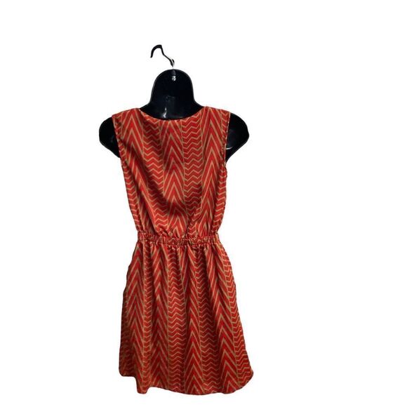 PINKY Women’s Orange & Tan Geometric Sleeveless Pull -On Dress Size Small‎ - Picture 2 of 8